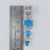 925 Sterling Silver Blue Topaz Pendants