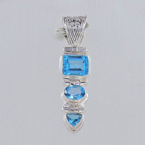 925 Sterling Silver Blue Topaz Pendants