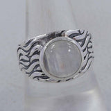 Natural Rainbow Moonstone Silver Rings