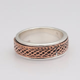 Textured Copper & Silver Dual Tone Band Rings