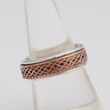 Textured Copper & Silver Dual Tone Band Rings