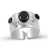 Smoky Quartz Adjustable Silver Ring