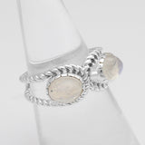 Rainbow Moonstone Silver Rings