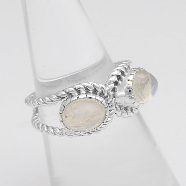 Rainbow Moonstone Silver Rings