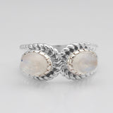 Rainbow Moonstone Silver Rings