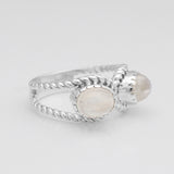 Rainbow Moonstone Silver Rings