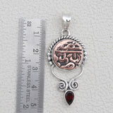 925 Sterling Silver Garnet Coin Pendants
