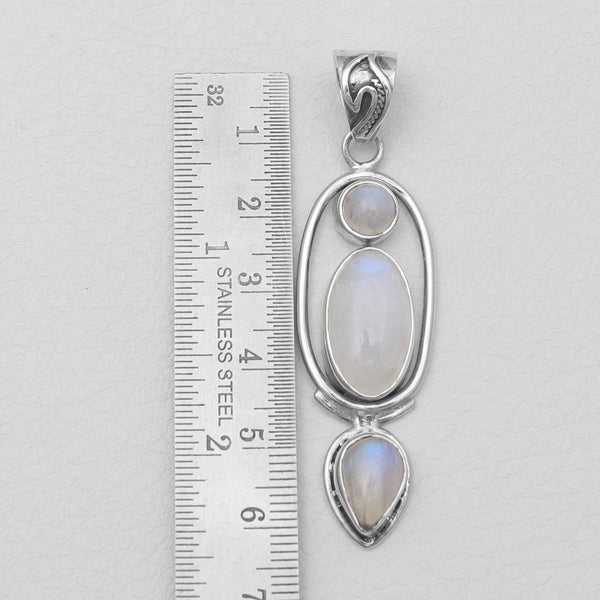 Rainbow Moonstone Silver Pendants