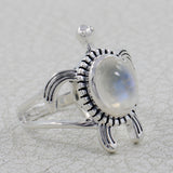 Turtle Ring with Larimar 925 Sterling Silver Nautical Beach