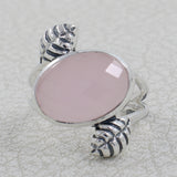 Natural Blue Chalcedony 925 Sterling Silver Ring