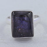 Blue Sparkle Iolite Sunstone Silver Ring