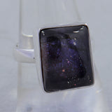 Blue Sparkle Iolite Sunstone Silver Ring