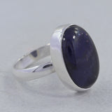 Blue Sparkle Iolite Sunstone Silver Ring