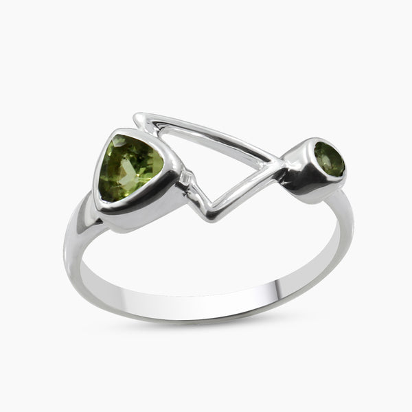 Blue Topaz Sterling Silver Unique Geometric Rings