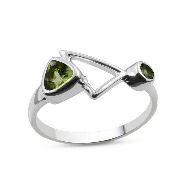 Sterling Silver Unique Geometric Ring with Blue Topaz