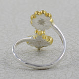 Blue Topaz Sterling Silver Gold Vermeil Adjustable Rings