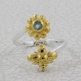 Blue Topaz Sterling Silver Gold Vermeil Adjustable Rings
