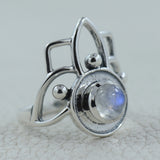 Rainbow Moonstone Silver Rings