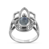 Rainbow Moonstone Silver Rings