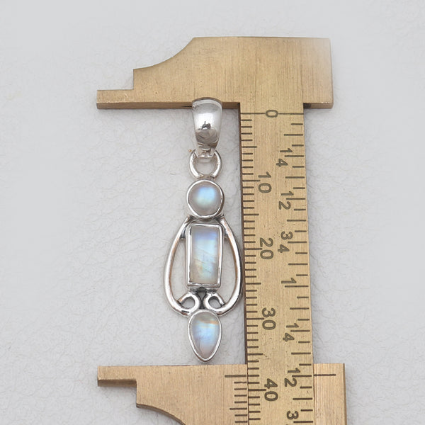 Rainbow Moonstone Silver Pendants