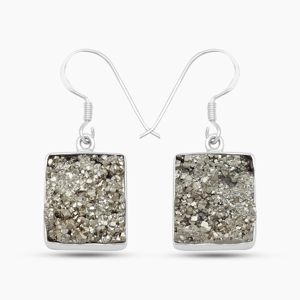 Pyrite Druzy Sterling Silver Earrings