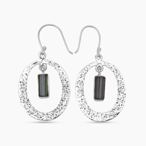 Black Tourmaline Silver Earrings