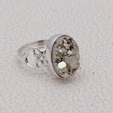 925 Silver Pyrite Druzy Rings
