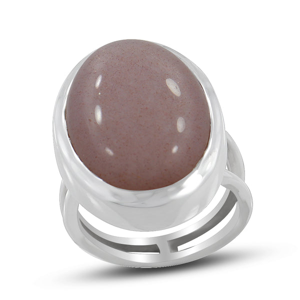 Peach Moonstone Silver Rings