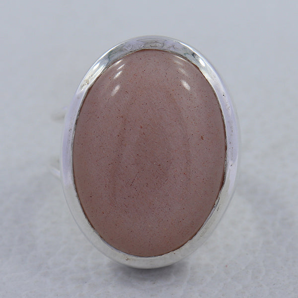 Peach Moonstone Silver Rings