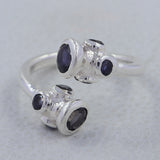Blue Iolite Bypass Silver Ring