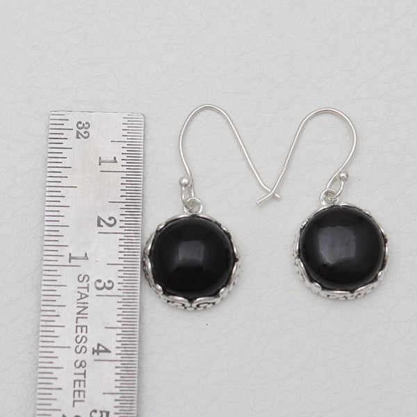 Black Onyx Silver Earrings
