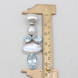 Fresh Water Pearl & Blue Topaz Silver Pendants