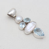Fresh Water Pearl & Blue Topaz Silver Pendants
