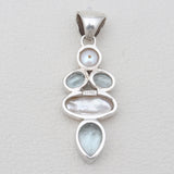 Fresh Water Pearl & Blue Topaz Silver Pendants