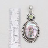 Abalone Shell & Peridot Silver Pendants