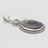 Abalone Shell & Peridot Silver Pendants