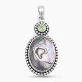 Abalone Shell & Peridot Silver Pendants