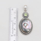 Abalone Shell & Peridot Silver Pendants