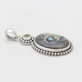 Abalone Shell & Peridot Silver Pendants