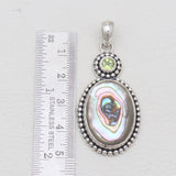 Abalone Shell & Peridot Silver Pendants