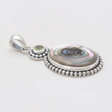 Abalone Shell & Peridot Silver Pendants