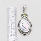 Abalone Shell & Peridot Silver Pendants