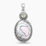 Abalone Shell & Peridot Silver Pendants