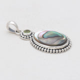 Abalone Shell & Peridot Silver Pendants