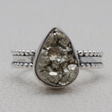 925 Sterling Silver Pyrite Druzy Rings