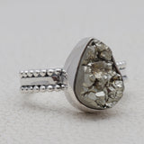 925 Sterling Silver Pyrite Druzy Rings