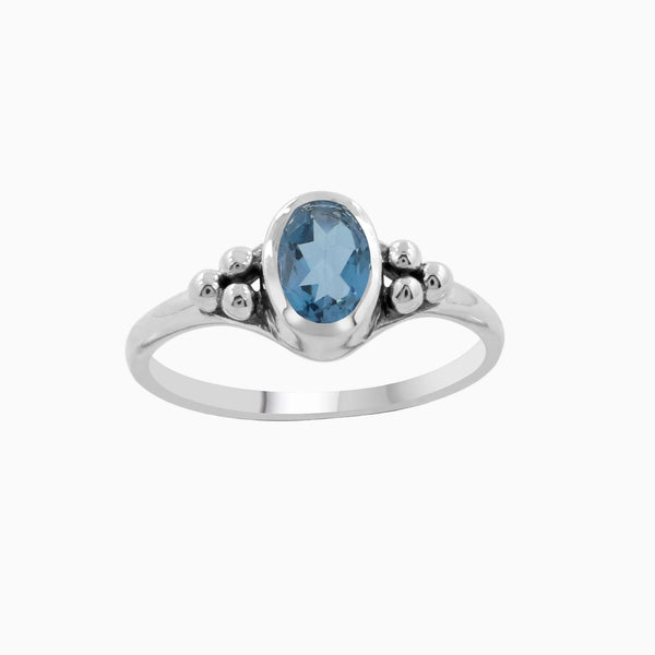 925 Sterling Silver Blue Topaz Ring