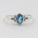 925 Sterling Silver Blue Topaz Ring