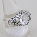 Natural Green Amethyst Silver Ring