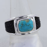 Black Stingray Charoite Silver Mens Rings